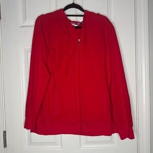 CHRISTOPHER & BANKS Woman’s Lightweight Red Zip Up Hoodie Size L